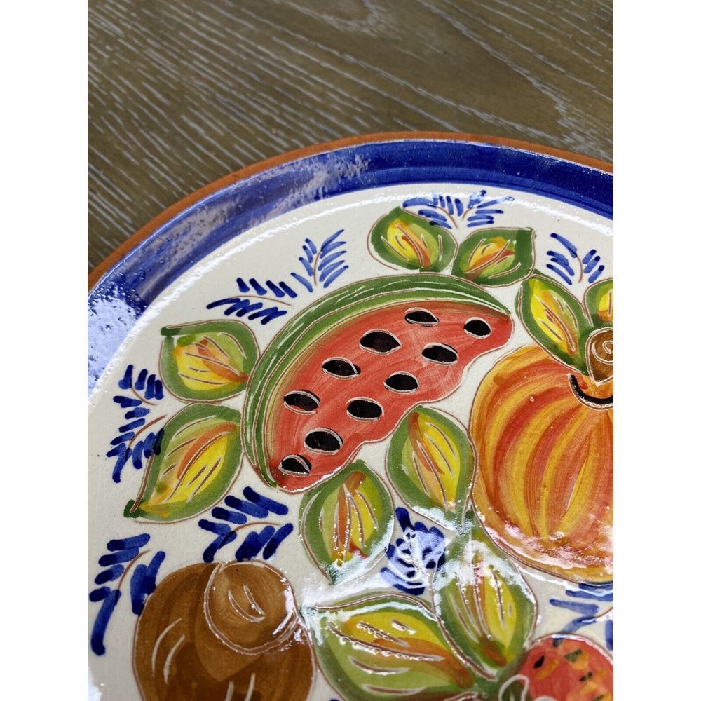 S.P. Corval Portugal Hand Painted Pottery Plate Fruit Watermelon Strawberry - Picture 4 of 11